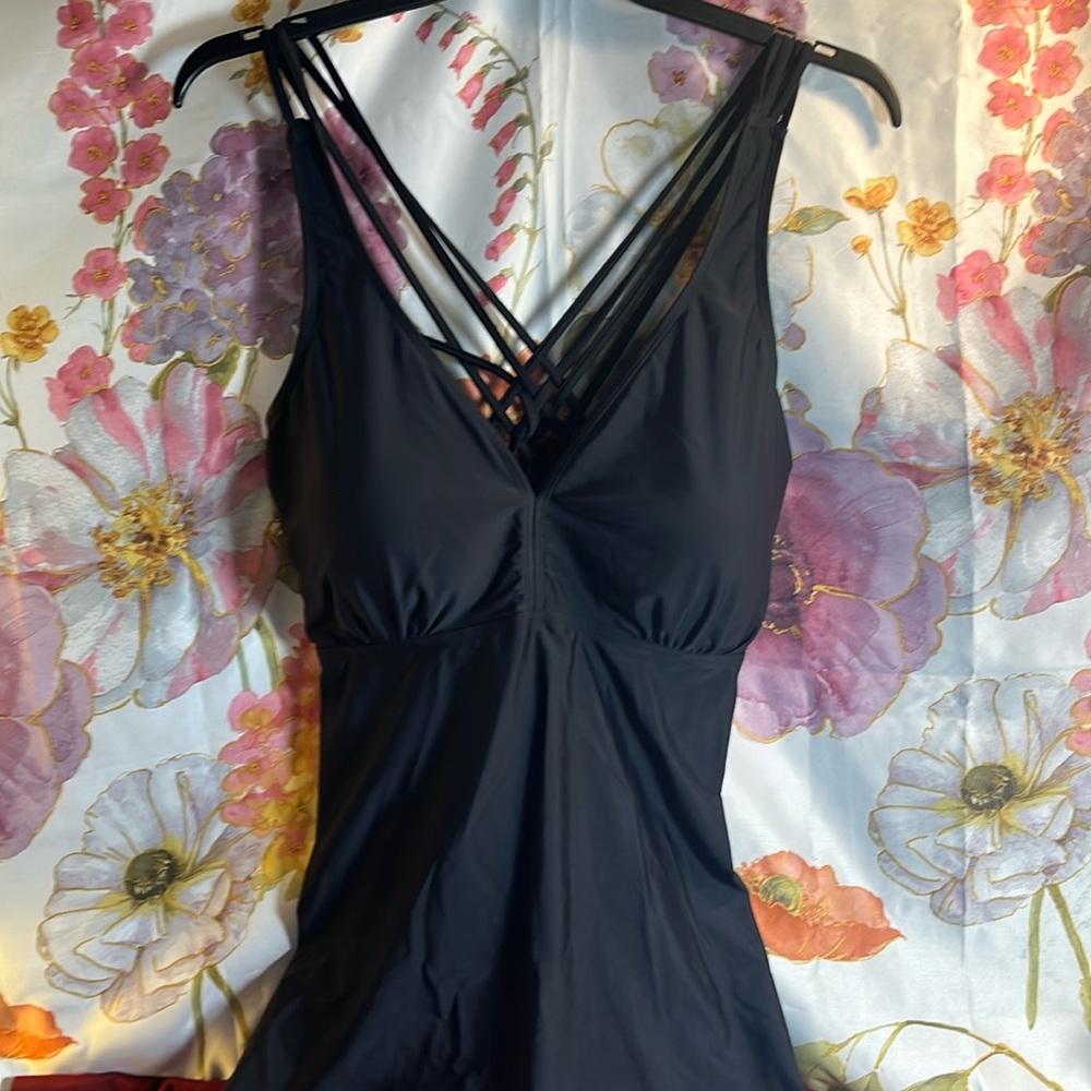 Black Tankini-by Firpearl-Top Only-Size 22